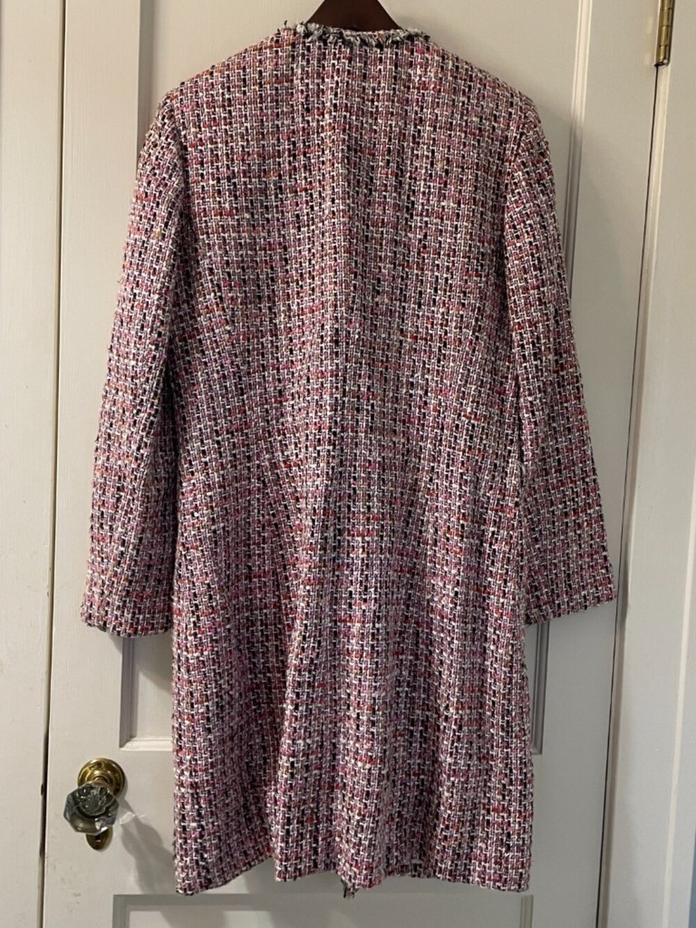 Garfield & Marks Pink Long Tweed Made in USA‎ Coat Size 6 Vintage - Picture 3 of 6